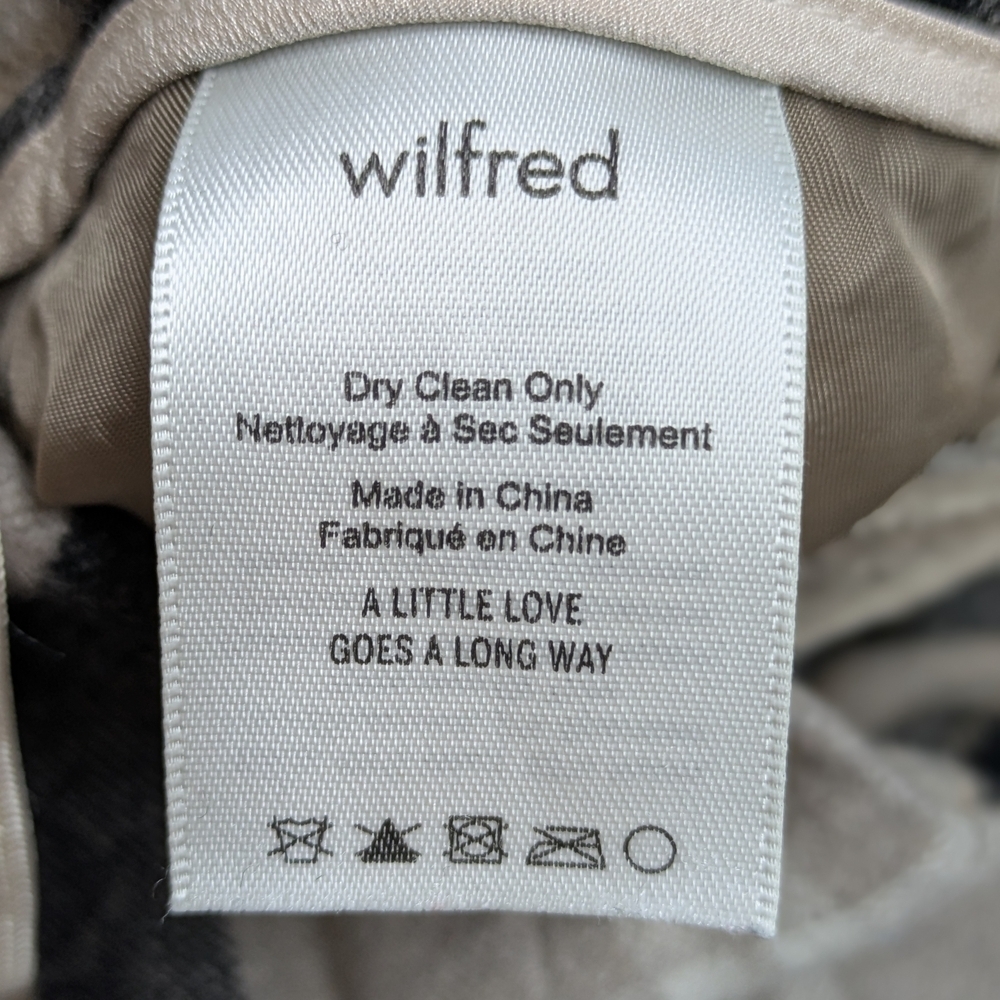 Aritzia Wilfred Madelon women's neutral plaid wool wide legs pants size 00 - Picture 5 of 10